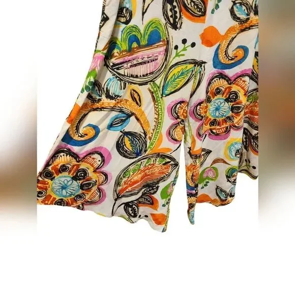 Jams World 'Indio' Colorful Abstract Floral Capri Jumpsuit/Romper | M - Picture 3 of 8